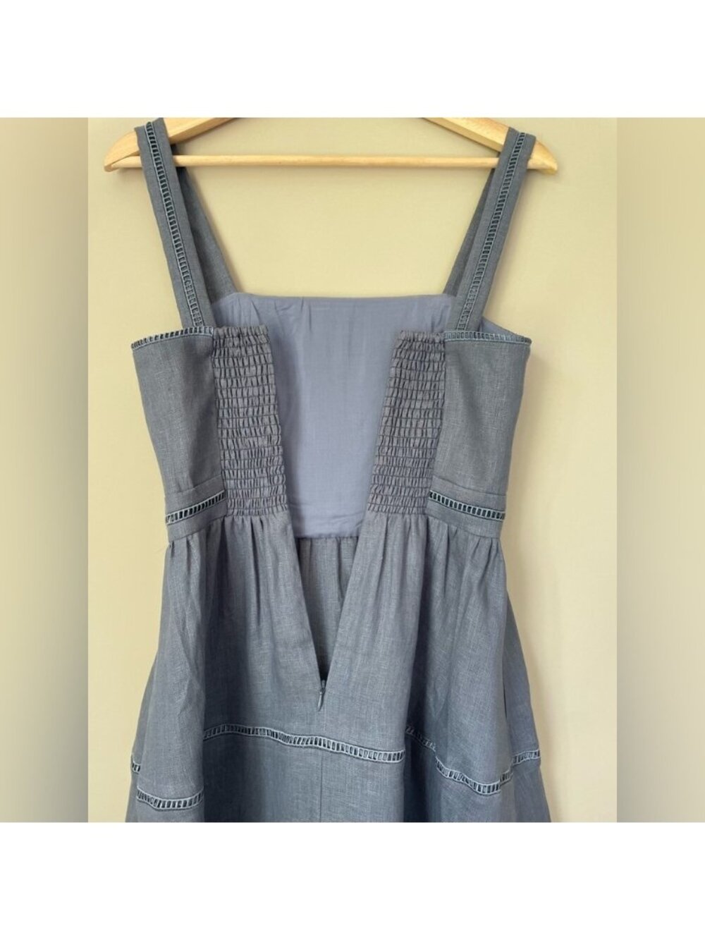 NEW Reformation Everett Linen Midi Dress Cornflower Blue | US 2 UK 6 - Picture 13 of 16